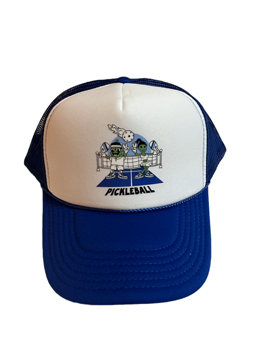 Pickleball Trucker Hat featuring "Ace and Dinky" The Sexiest Couple(Blue)