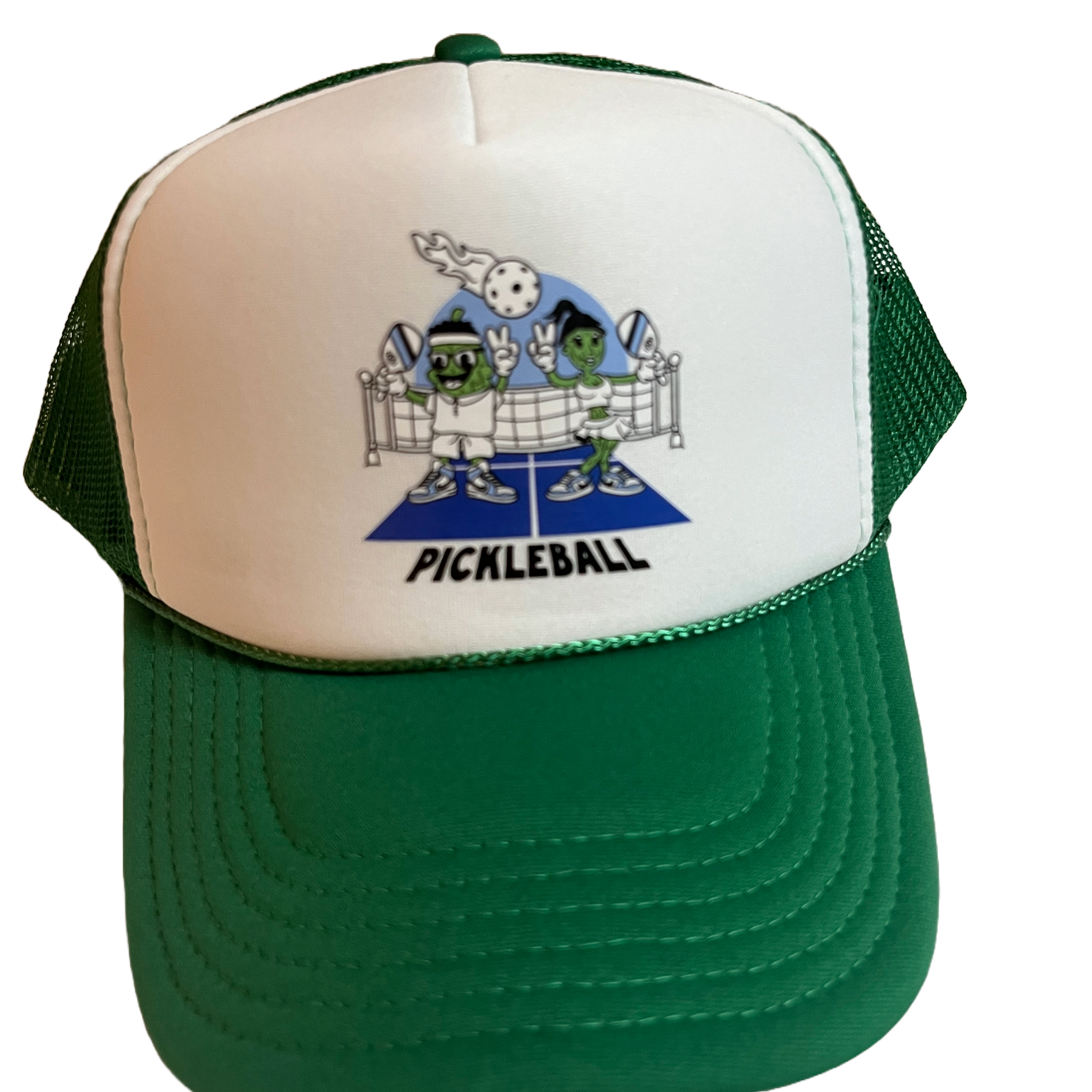 Pickleball Trucker Hat Featuring the Sexiest Pickles "Ace and Dinky" (Green)