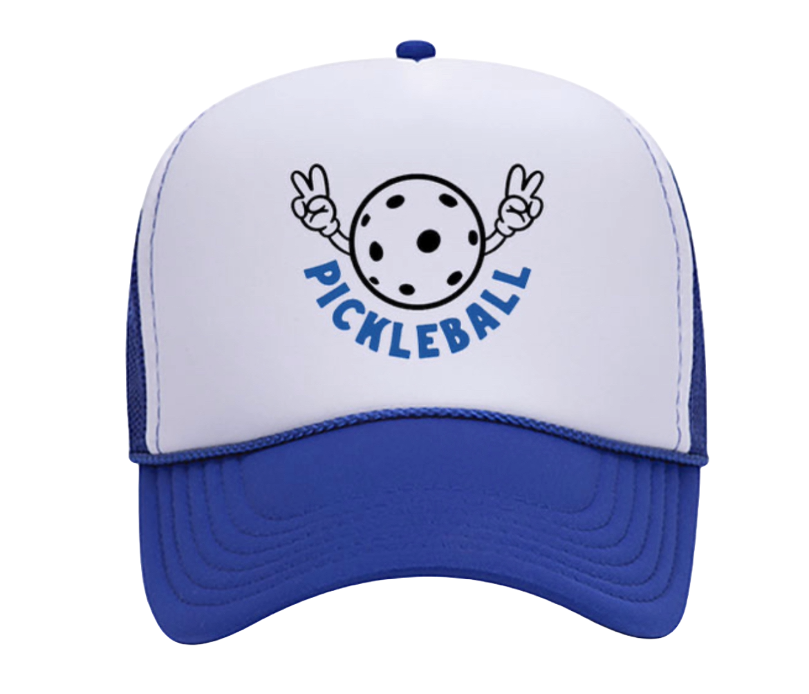 Pickleball Trucker Hat Peace Sign (Blue)